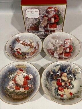 Pottery Barn Nostalgic Santa Bowls Set Of 4‎ In Box